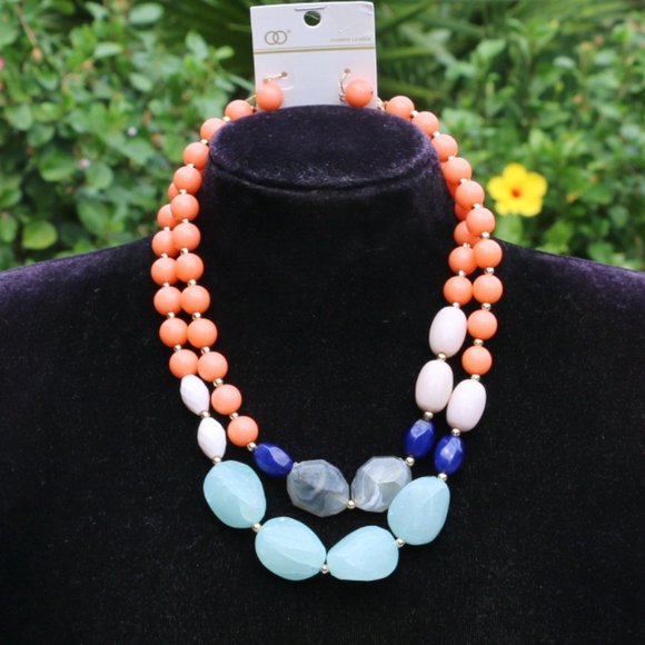 Chunky Boho Multi Strand Statement Necklace Set - Picture 6 of 6